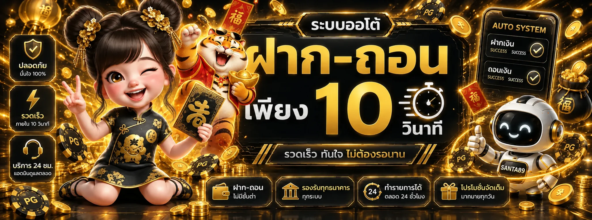 ระบบฝากถอนออโต้ SANTA89 บนมือถือ
